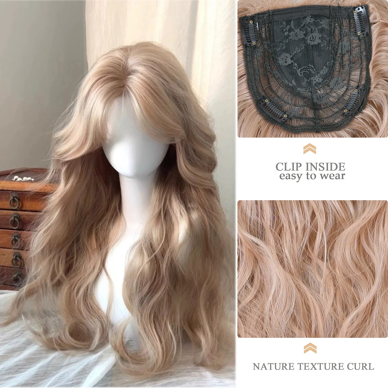 Dirty Blonde Synthetic Wig, Natural Looking Long Layered Straight Hair