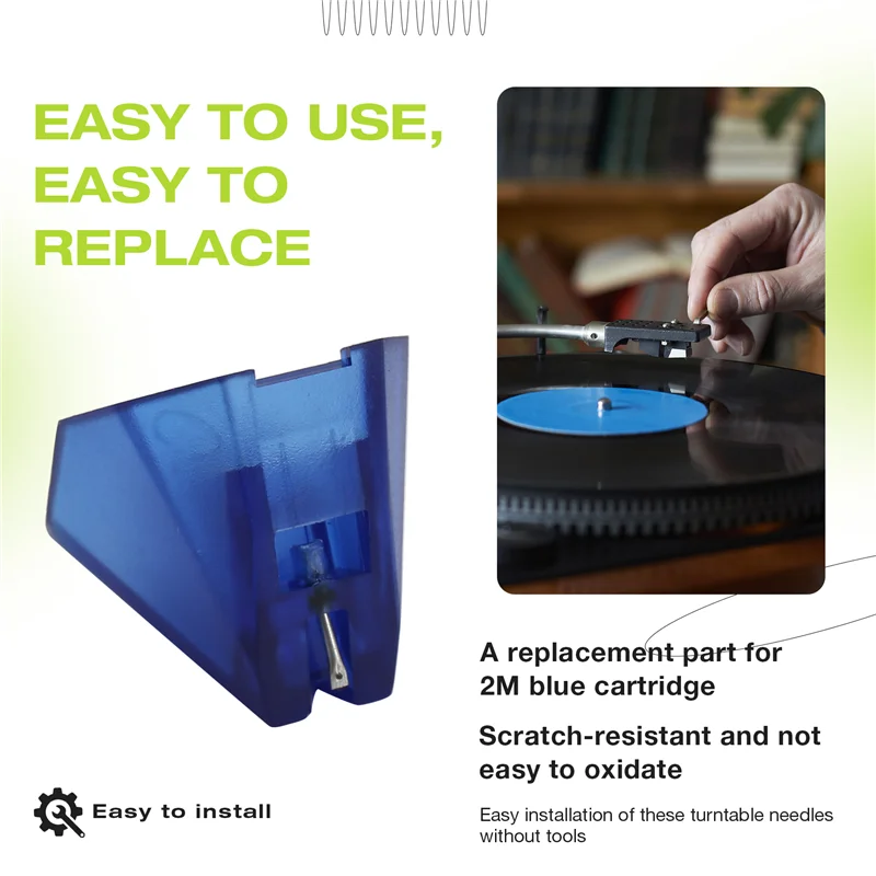 BTLIFE-LP Vinyl Record Replacement Stylus Moving Magnet For Ortofon 2M Blue Turntable Phonograph
