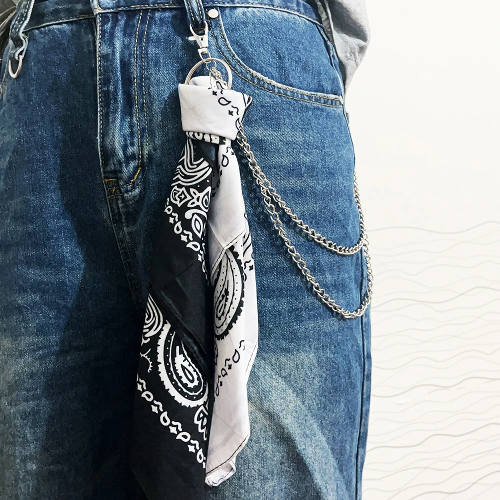

Hip-hop pants chain 3 kinds of multifunctional belt accessories, black and white cashew flower square scarf men and women access
