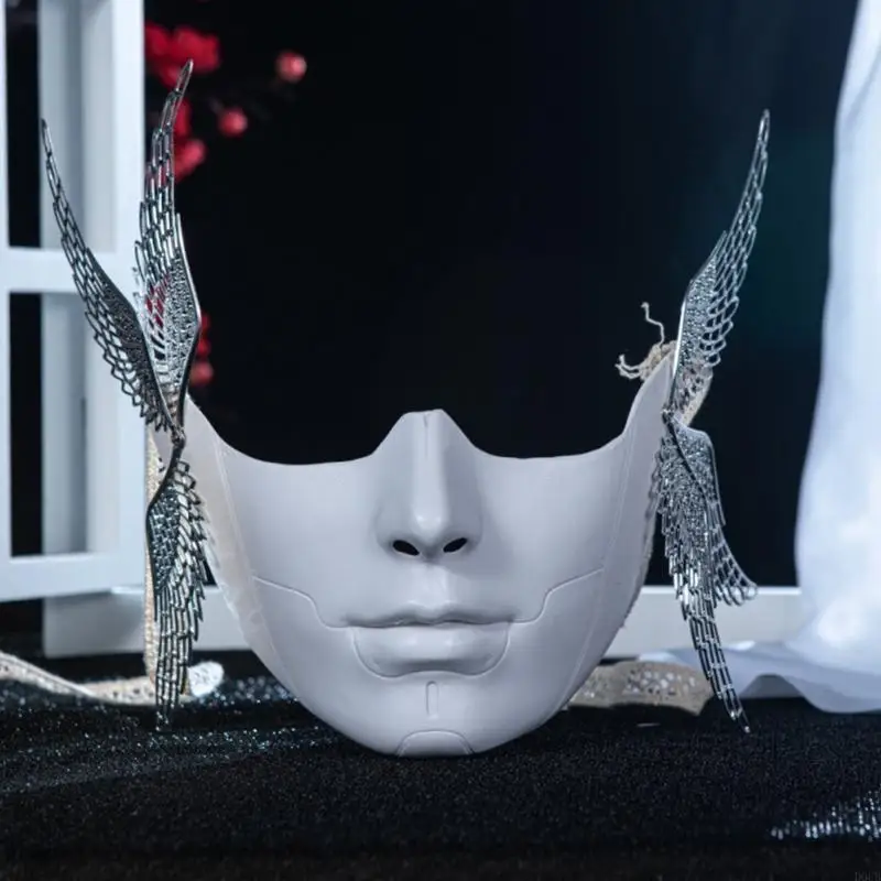 หน้ากาก Masquerade D0UB กับ Wing Half Face Mask Halloween Cosplay Accessories สำหรับผู้ใหญ่