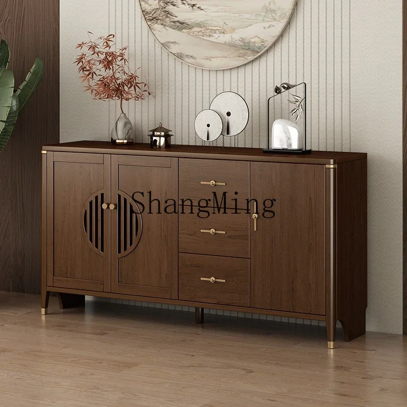 

SM new Chinese solid wood dining side cabinet household kitchen cabinet living room wall large capacity locker