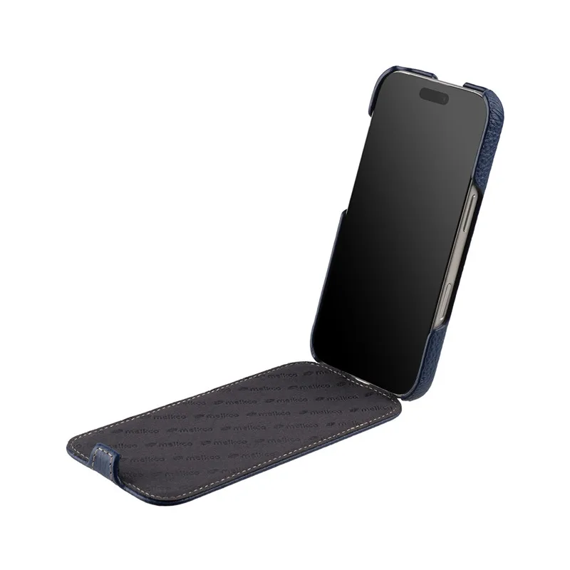 Etui z prawdziwej skóry Melkco z magnetycznym systemem ładowania, do iPhone 17 18 Pro Max Air, biznesowe, z pionowym otwarciem, wykonane z wysokiej jakości skóry bydlęcej. — zdjęcie produktu 4