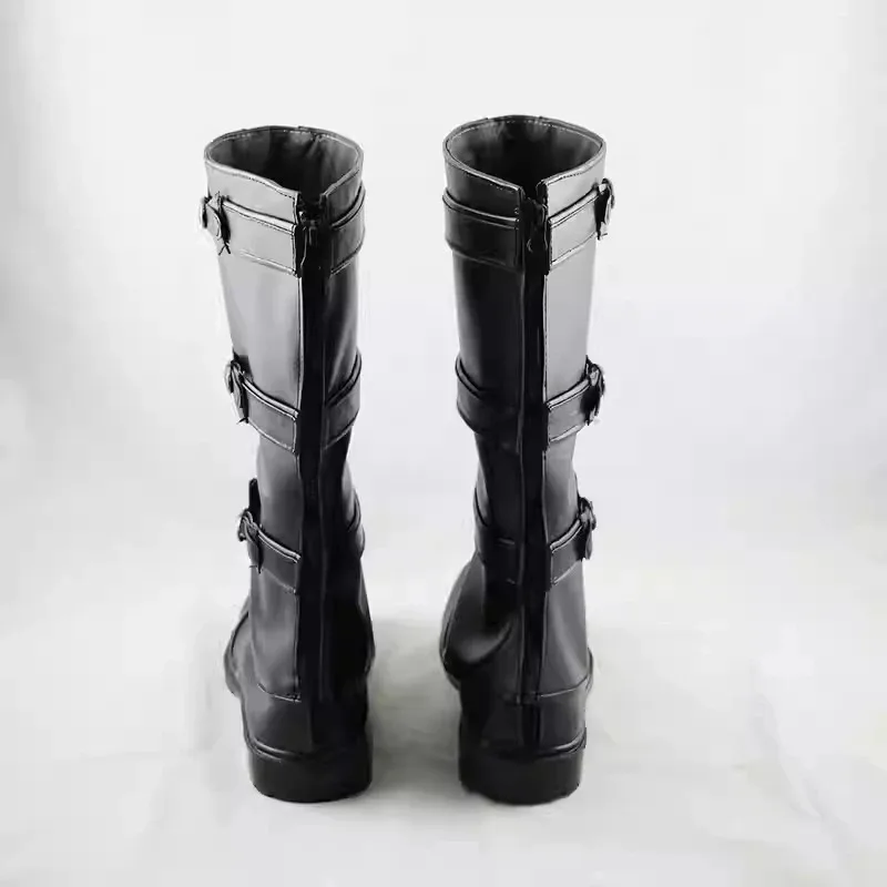

CyCaptain America Cosplay Shoes Black Superhero Captain Cosplay Boots Shoes Soft PU Leather Women Men Halloween Role Play Pr