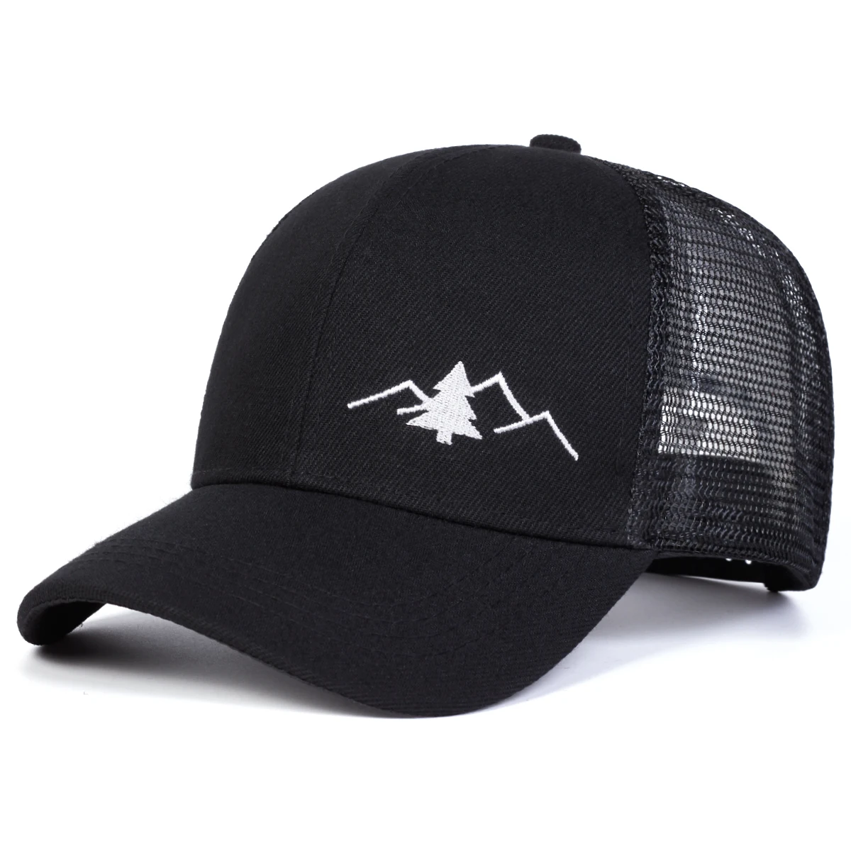 Unisex Mountain Trees Embroidery Baseball Net Caps Spring and Summer Outdoor Adjustable Casual Hats Sunscreen Hat Sports Cap