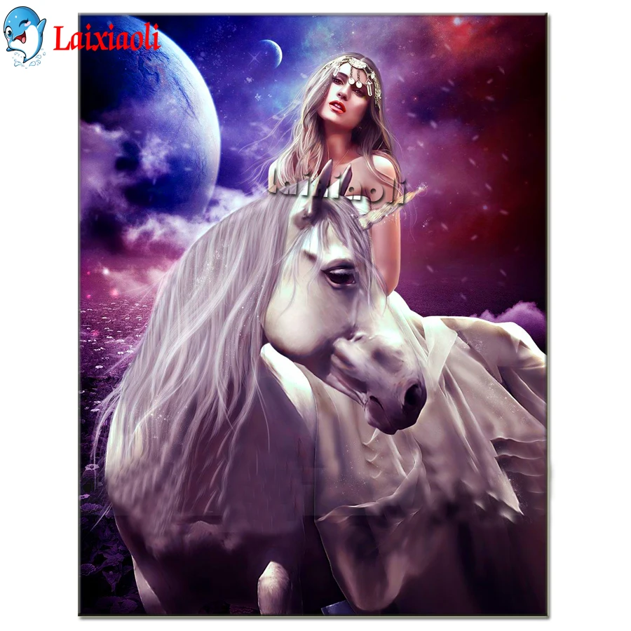 

Full square Round Drill Diamond Painting unicorn beauty girl 5D Diy Diamond Embroidery Planet,universe landscape Home Decoration