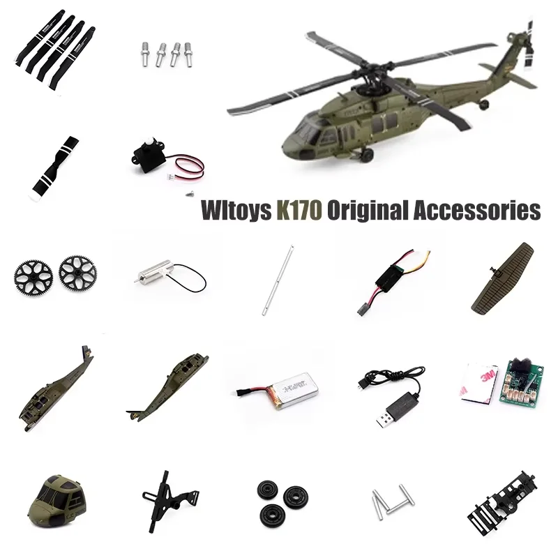 

Wltoys K170 Black Hawk Helicopter Original Parts Bearing Propeller Propeller Light Link Shell Tail Motor Receiver Screw Parts