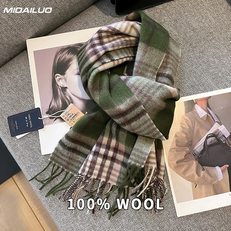 وشاح من الصوف 100% 70.87 * 12.6 بوصة وشاح شتوي دافئ ومقاوم للرياح أنيق وعصري غير قابل للتمدد متعدد الوظائف