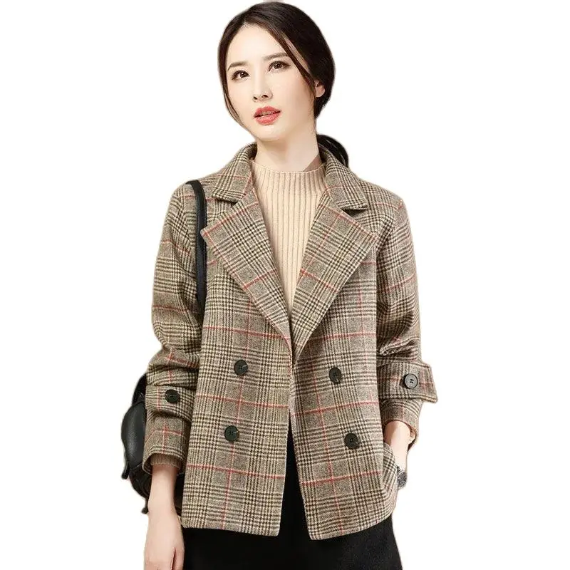 

Suit Collar Square Short Overcoat New Model 2022 Nvchunqiu Be All-Match Korean Version Loose Comfortable Woolen Overcoat