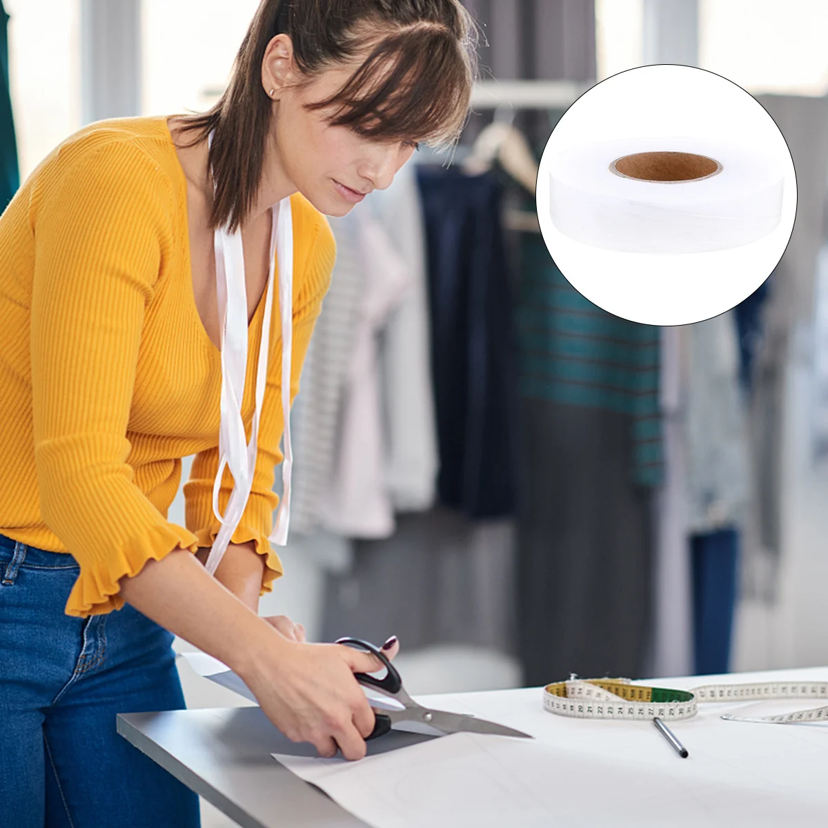 

2pcs Double Sided Hemming Tape 2.5Cm Iron On Accessories For Fabric Fusible Bonding Web Sewing Repair Garment Diy Hot Melt