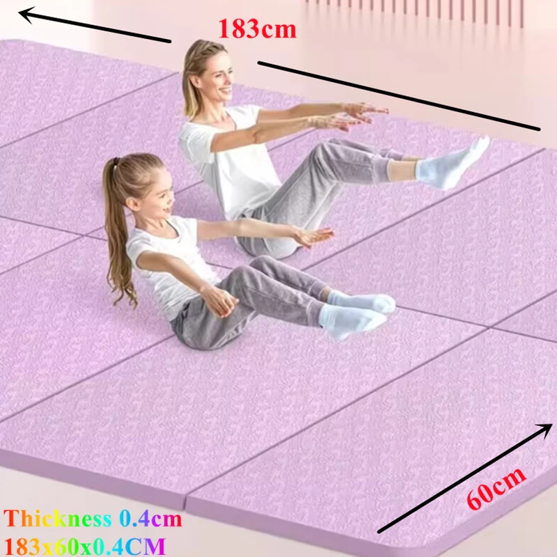 

183x60CM Foldable Yoga Mat 4mm Thick Pilates and Floor Exercises Double-sided Non-slip Portable Thickened Fitness Mat For