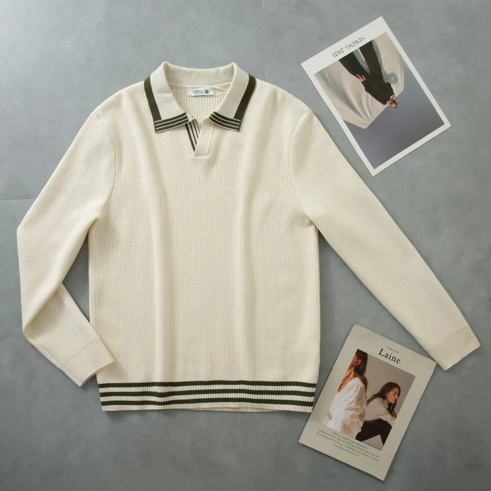 

Sweater For Men High End Sweatshirt Jersey Striped Pullover Casual Streetwear Vintage Knitwear New Products 2025 Jumper
