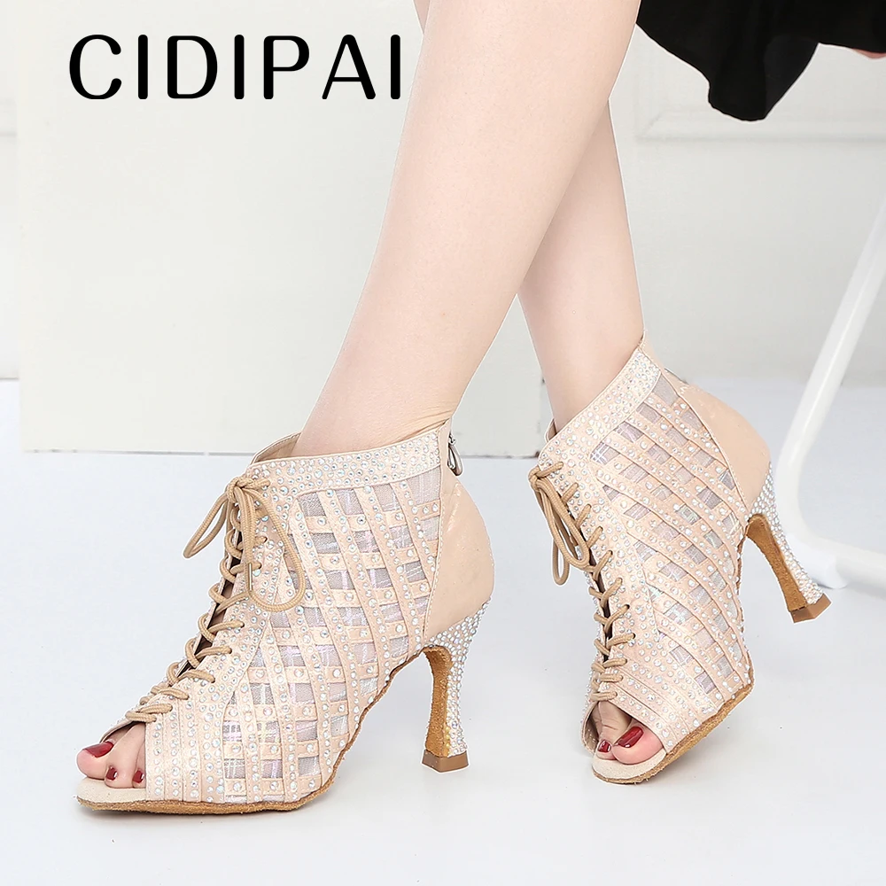 CIDIPAI Dance Shoes For Women Soft Soles Latin Dance Shoes Ballroom Dance Boots Tango High Heel Party Performance Shoes Salsa