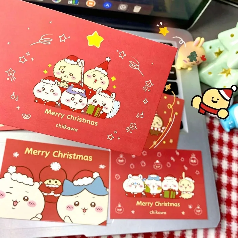 Cartoon Kawaii New Christmas Greeting Card Blessing Message Postcard Gift Decorative Card Thickened Paper Bright Colors Chiikawa