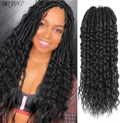 18Inch Goddess Deep Wave Crochet Loc Synthetic Faux Locs Curly End Braiding Hair Extensions Afro Ombre Soft Locs Pre-looped Hair