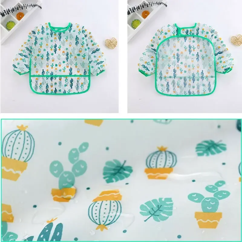 ผ้ากันเปื้อนเด็กใหม่น่ารักเด็กทารก Stuff เด็กวัยหัดเดินกันน้ําแขนยาว Art Smock Feeding Bib ผ้ากันเปื้อนสําหรับเด็ก 0-6 ปี