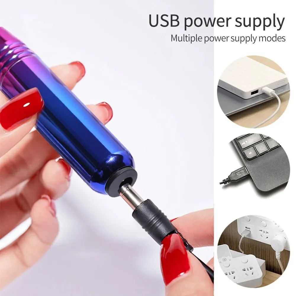 LULAA Nail Drill Machine Gradient Color Electric Nail Sander For Manicure Milling Cutter Set Gel Polish Remover Tools