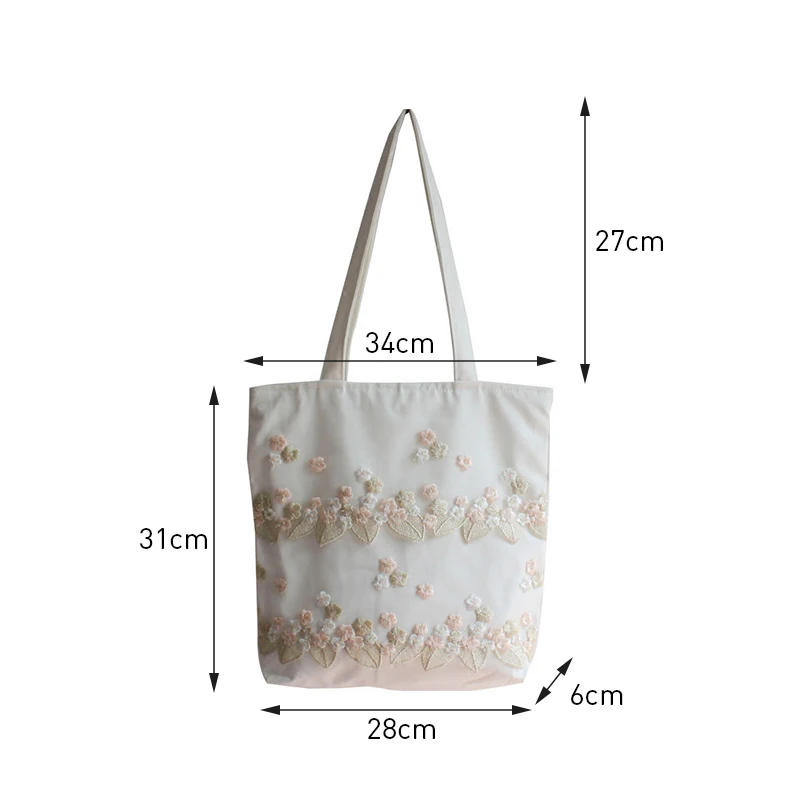 Bolso de mano de lona de encaje para mujer, bolso de hombro de mensajero de viaje, bolso de mano Hobo, bolso de encaje de hadas bordado Pastoral de otoño