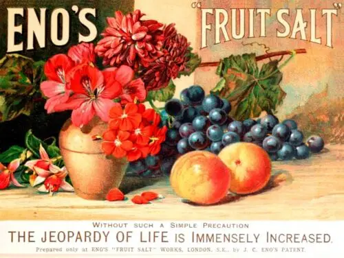 METAL VINTAGE SHABBY-CHIC ENO'S FRUIT SALT TIN SIGN WALL PLAQUE  KITCHEN