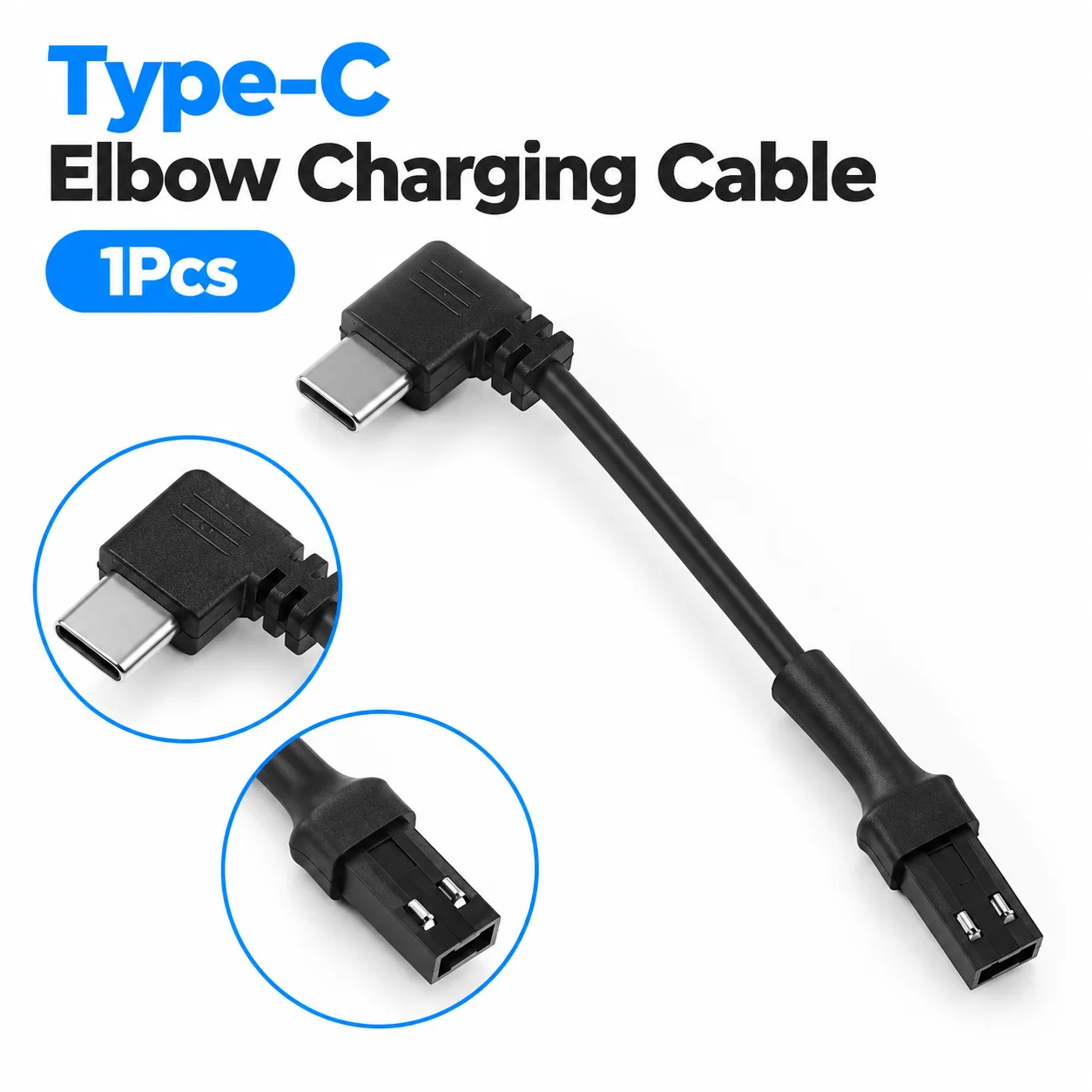 1Pcs Plactic Type-C Elbow Charging Cable Elbow Design Male Female Plug-In Design JST Aerial Connection Plug Terminal Line 2P