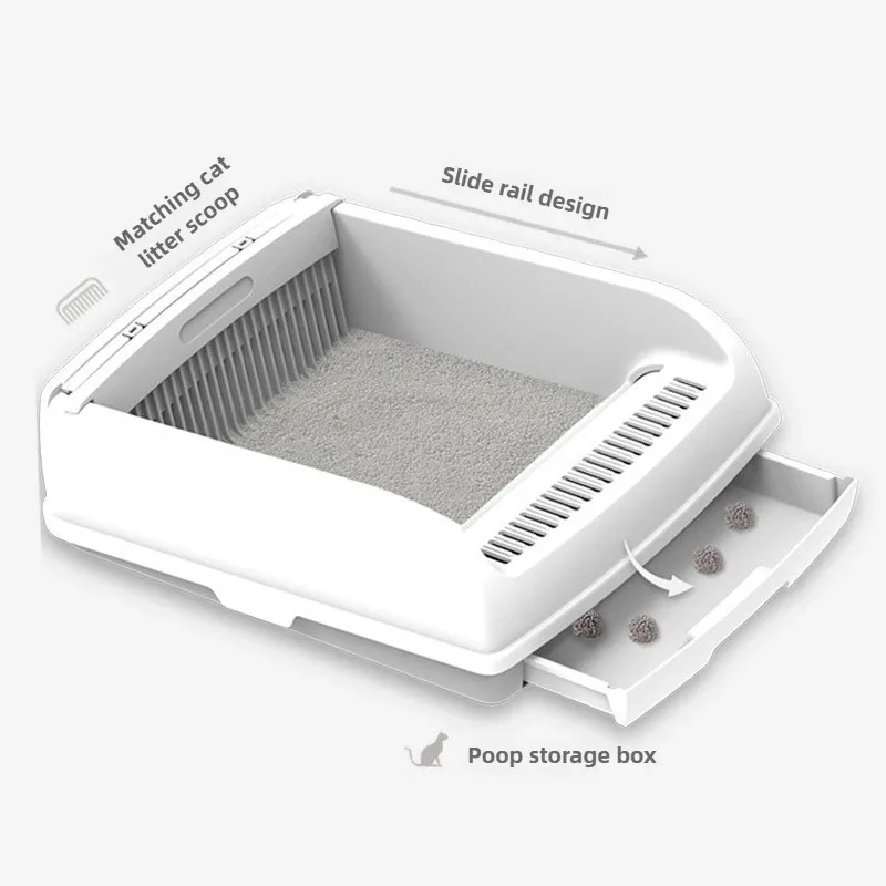 

Pet cat semi-automatic litter box cleaning, deodorization, cat toilet, large toilet, drawer style litter box