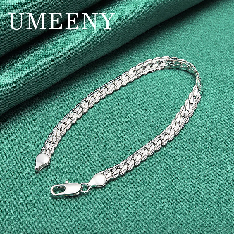 

925 Sterling Silver 8 Inch Exquisite Simple Geometric Bracelet Women Party Wedding Fashion Jewelry