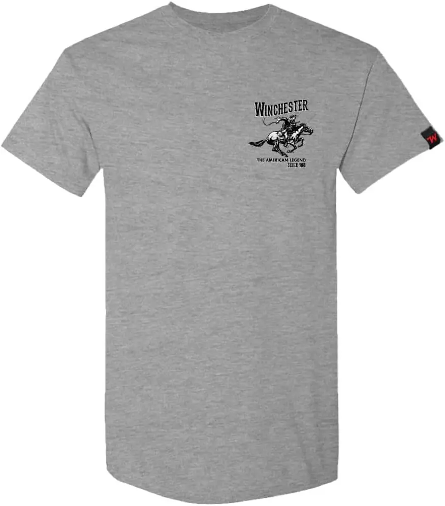 Winchester Official Vintage Horse and Rider Graphic T-Shirts for Men Sport Grey