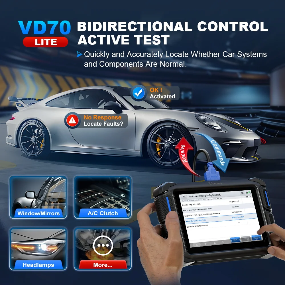 Picture 7: VDIAGTOOL VD70 Lite Car Diagnostic Tools Automotive Scanner With Key Programming FCA Autoauth DoIP CANFD Protocol 31+ Reset VD70Lite OBD2 Bidirectional Control Scanner Lifetime Free Update