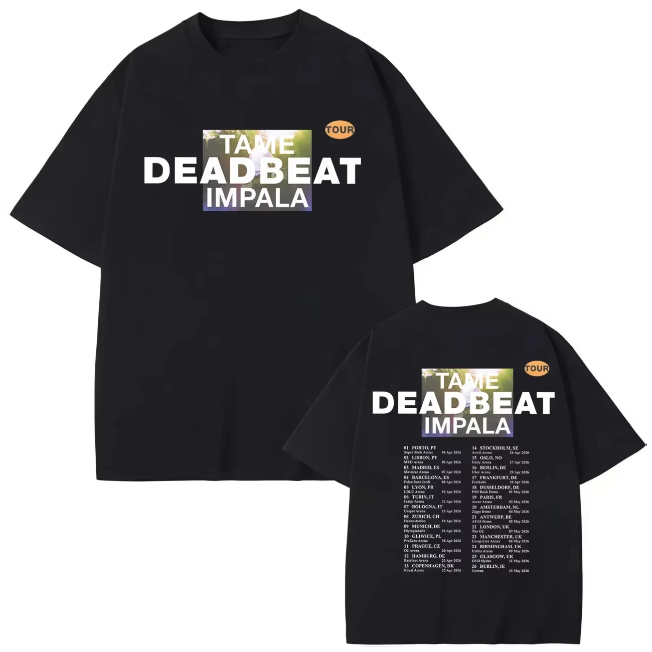 Fashion Rock Short Sleeve Tame Impala 2026 Tour Merchandise, Summer Loose Pure Cotton Casual Women And Men T-Shirt