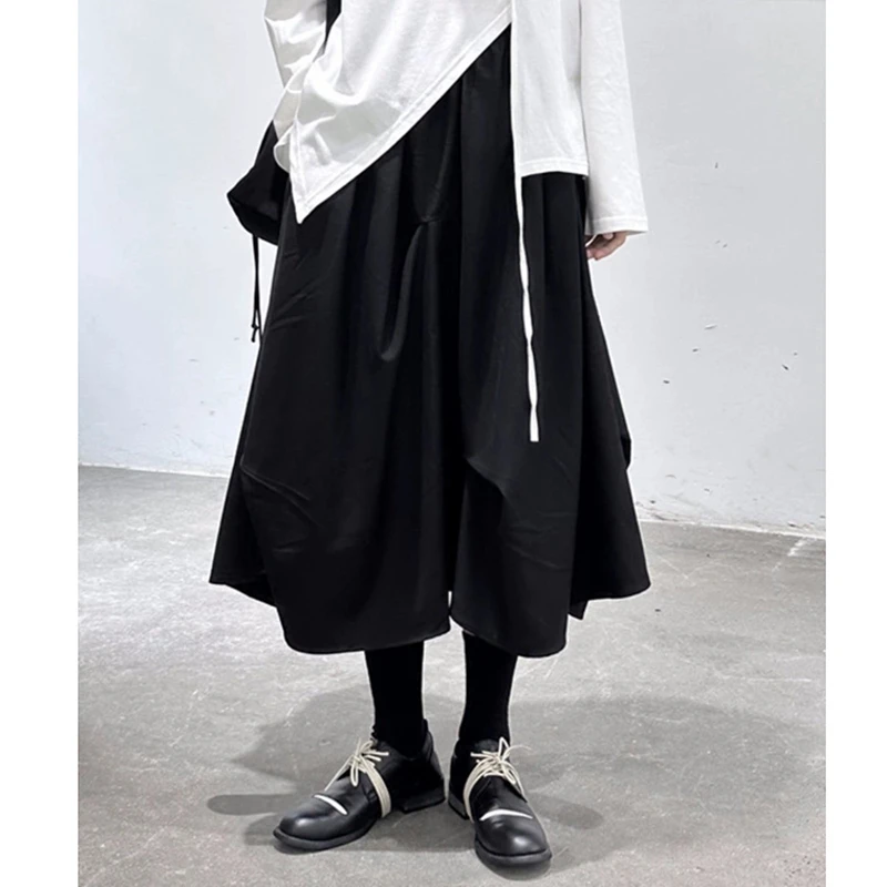 2026 New Arrival Spring & Autumn Loose Casual High Waist Asymmetric A-line Skirt Pleated Design Mid-calf Skirts For Women T113