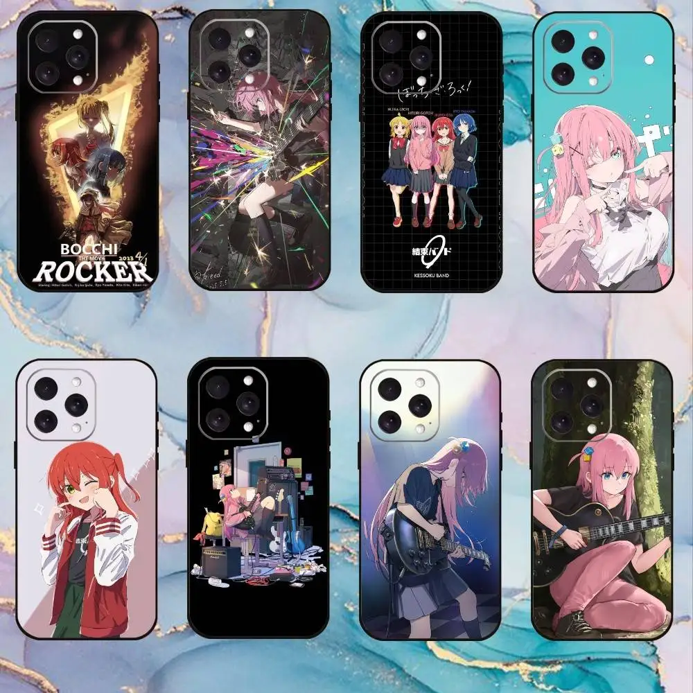 

B-Bocchi The R-Rock Phone Case For iPhone17,16,15,14,13,12,11 Plus,Pro Max Soft Black Cover