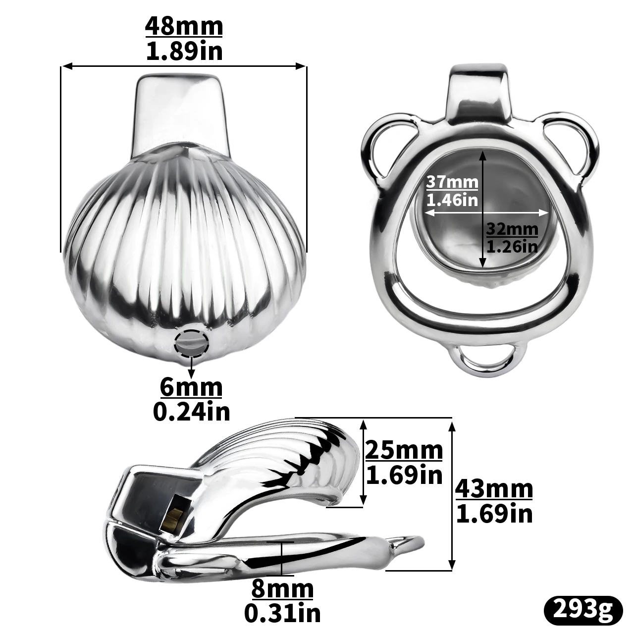 FRRK Mini Silver Shell Femboy Chastity Cage สแตนเลสสตีลเข็มขัดล็อคแหวน Cock Bondage เพศของเล่นสําหรับ Sissies ผู้ชาย Sextoy