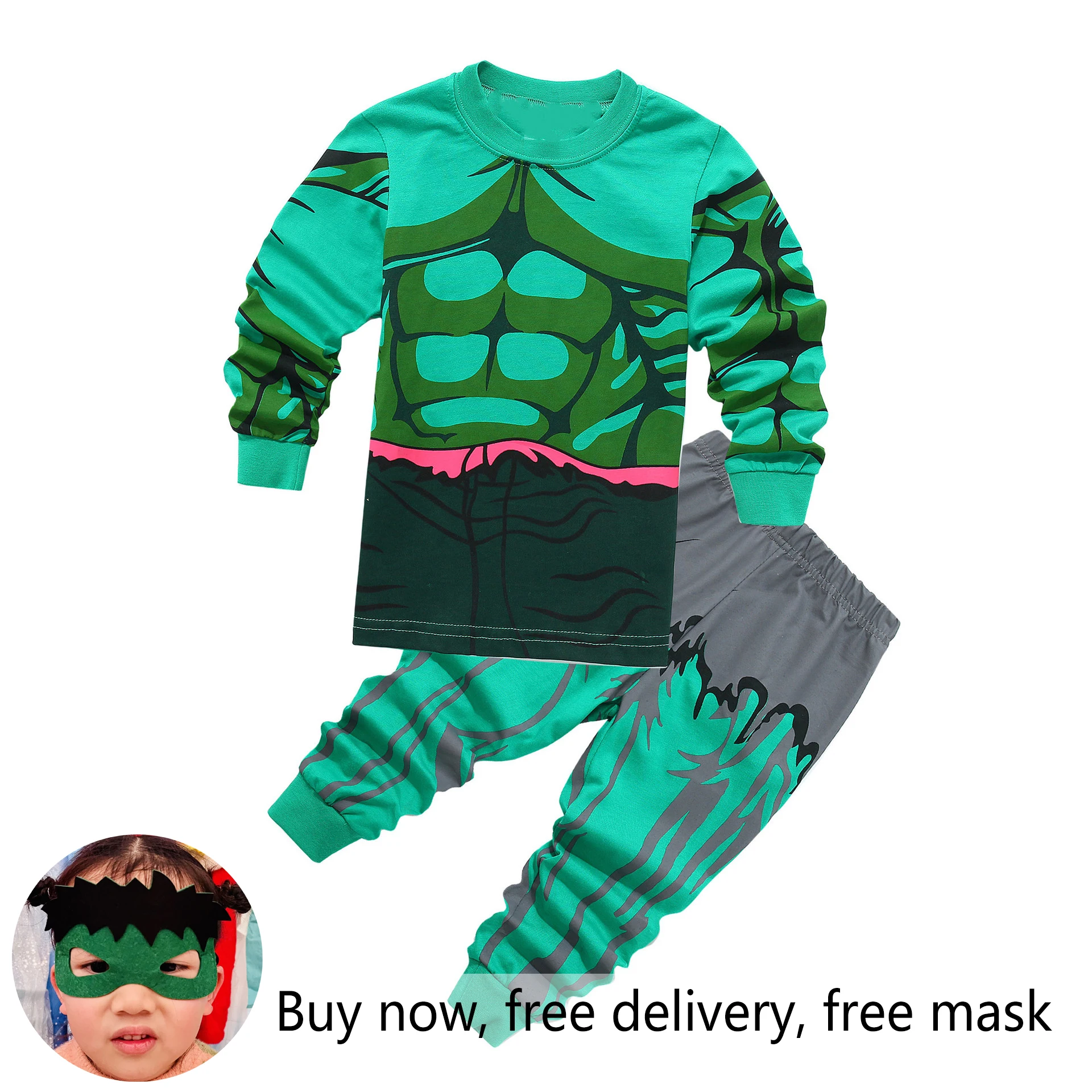 2023 ربيع الخريف للأطفال مجموعة الاطفال النائمون بنين بنات سوبر بطل الكرتون طويلة الأكمام بيجامة ملابس خاصة 2-7T شحن مجاني