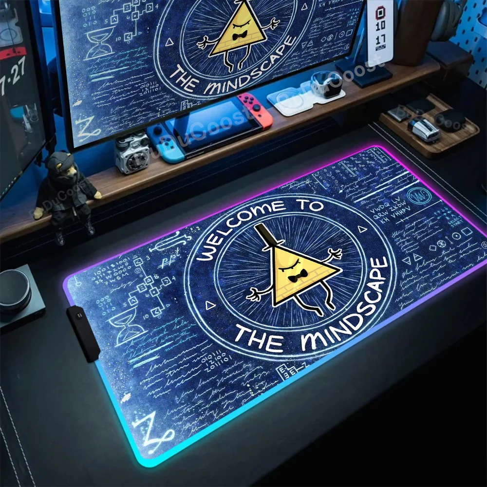 Large RGB Mouse Pad Anime Gravity Fall Keyboard Table Pad Gamer LED Backlight  Accessories PC Desktop Carpet Bill Cipher Deskmat