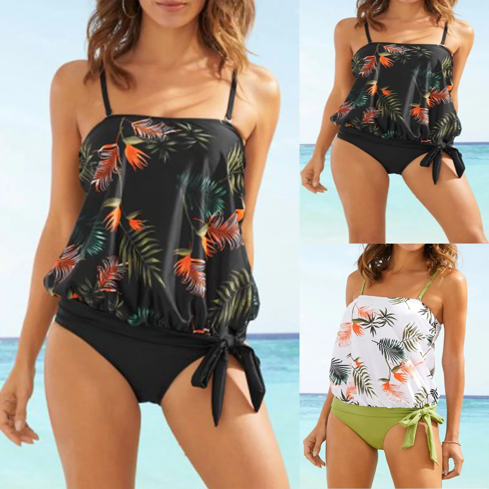 Tankini Sets Swimwear Women Monokini Swimsuits Bathing Suit Two Piece Bikinis Beachwear Print Sexy Tank 2023 Plus Size купальник