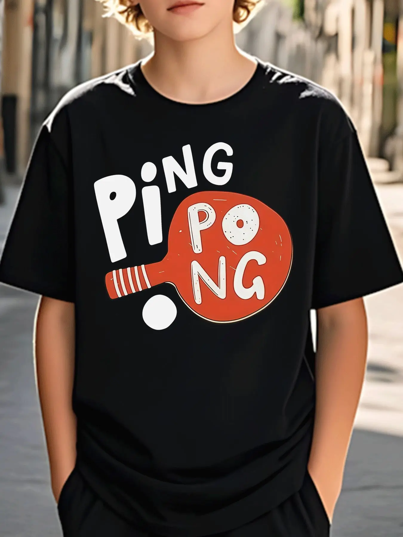 Ping Pong Red Table Tennis Racket Family Matching Cotton Tees Short Sleeve Summer Tops For Mom Dad Boys Girls Daily Wear