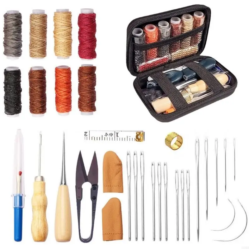 H8WB Leatherworking Tool Collection Fabric Storage for Professional Crafting