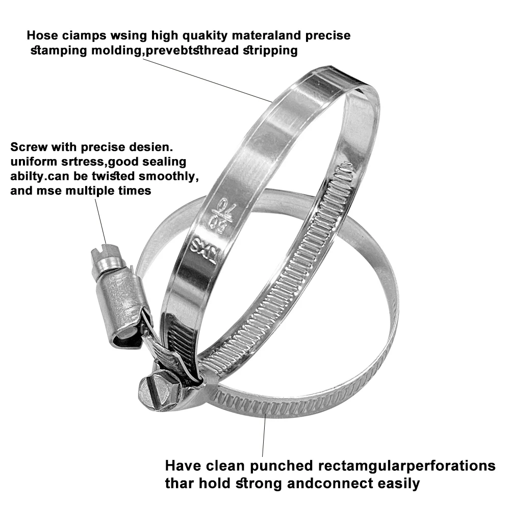 NIBBI-abrazaderas de manguera ajustables de 32mm-70mm, 10 Uds., acero inoxidable 304, tornillo de alta calidad, Clips de accionamiento helicoidal, carburador, colector, herramienta fija