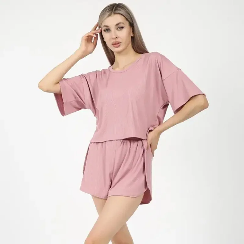 Ladies Pajamas Casual Wear New Spring And Autumn Summer Casual Women\'s Pajamas Short-Sleeved Sexy Shorts Pajamas Homewear Set