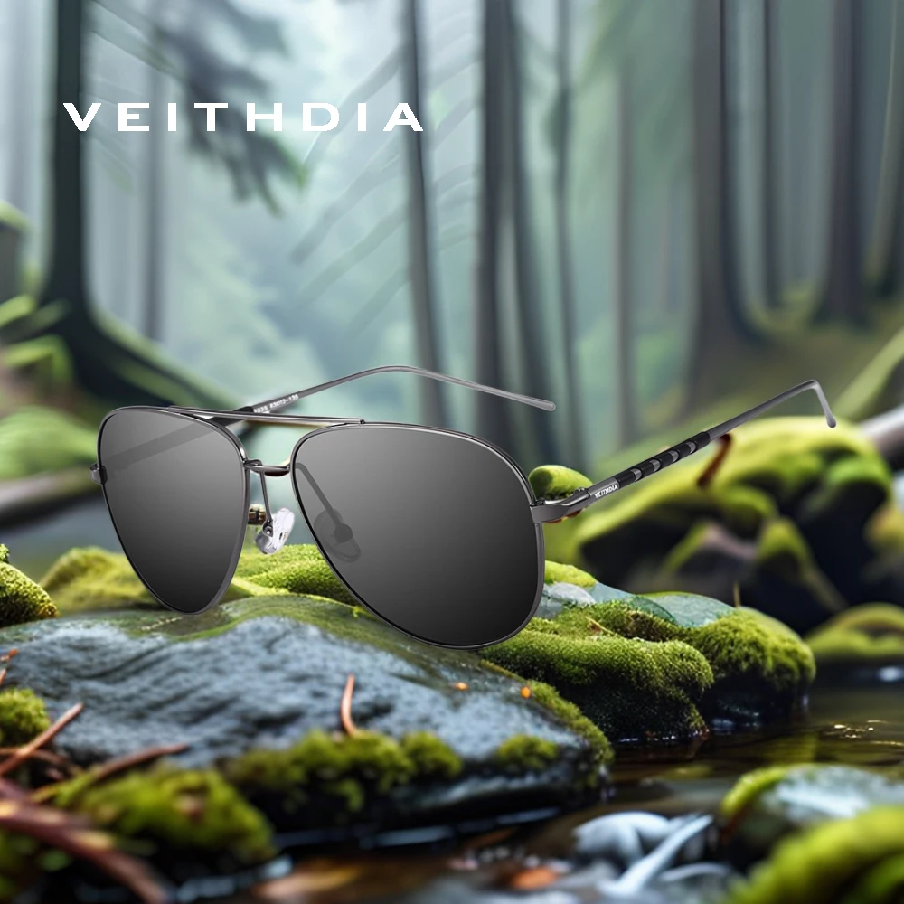 veithdia-新スタイルファッション偏光パイロットサングラス反射コーティングレンズメガネ保護サングラス男性女性用-fh2839