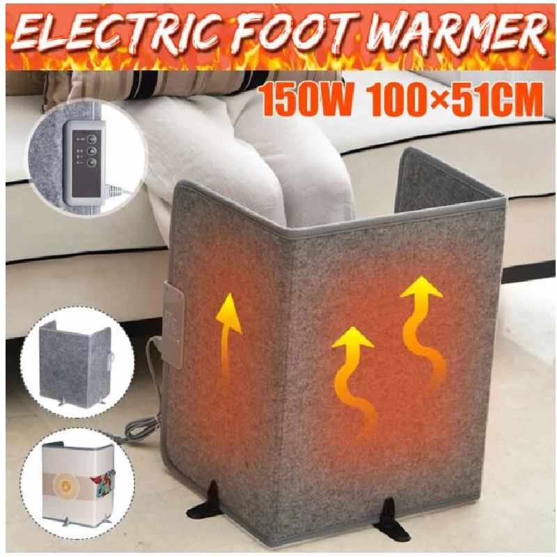 

220V Electric Foot Warmer Adjustable Home Office Under Desk Leg Warmer Folding Electric Heating Pad For Winter Cold