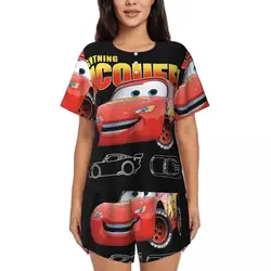 Custom Lightning Mcqueen Cars Pajamas Set Women's 2-Piece Short Sleeve Sleepwear Loungewear PJ Shorts Sets