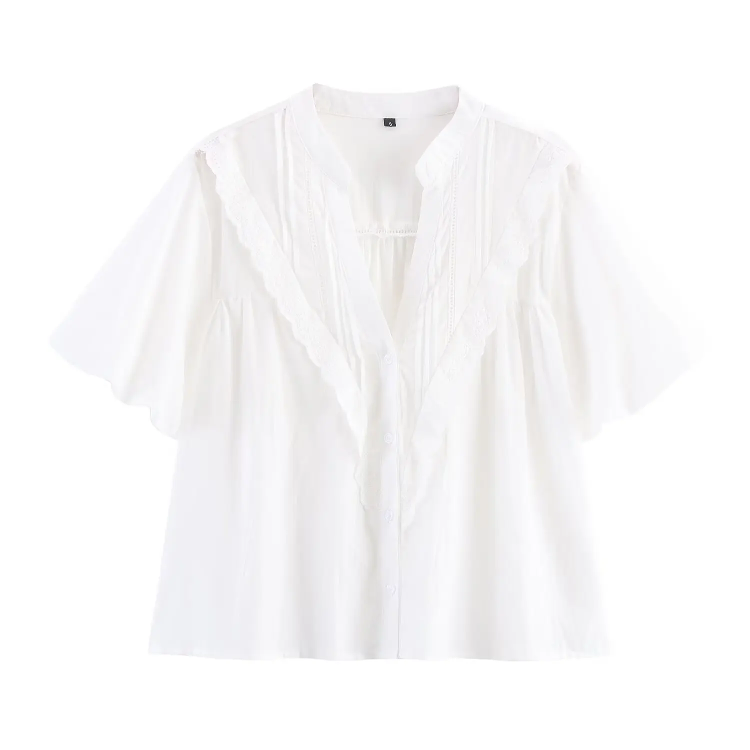 

2025 г., повседневный однотонный женский летний смешанный топ свободного кроя с рукавами-колокольчиками в европейском стиле