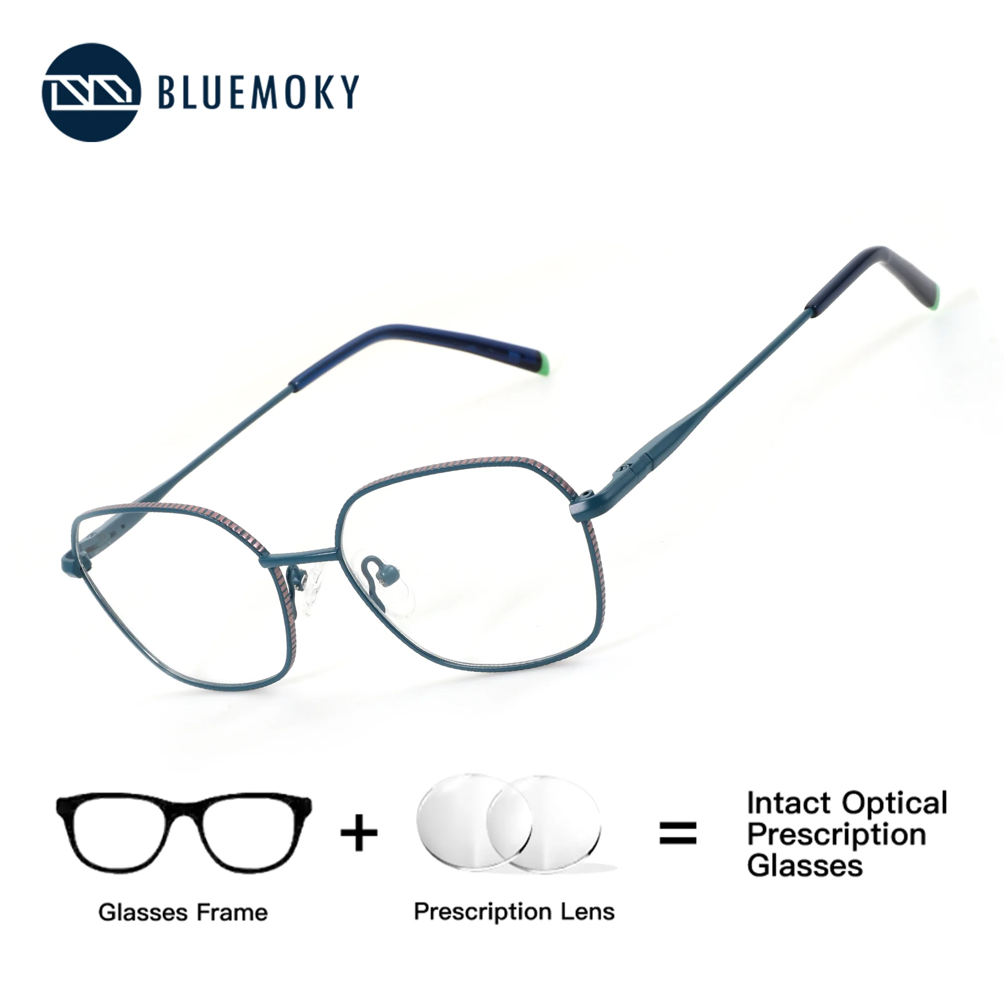 

BLUEMOKY (XS Size) Women Graduation Metal Square Prescription Glasses Progressive Myopia Optical Anti Blue Light Photochromic
