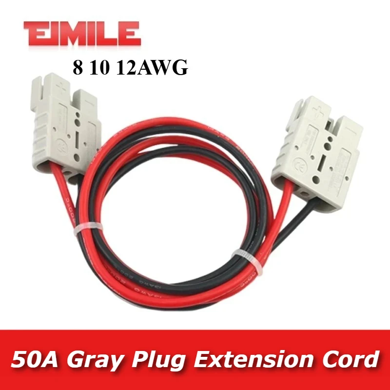 50A Gray Plug Power Connectors Electric Car Tricycle Forklift Lithium Battery Charging Interface 8/10/12AWG Plug Extension Cable