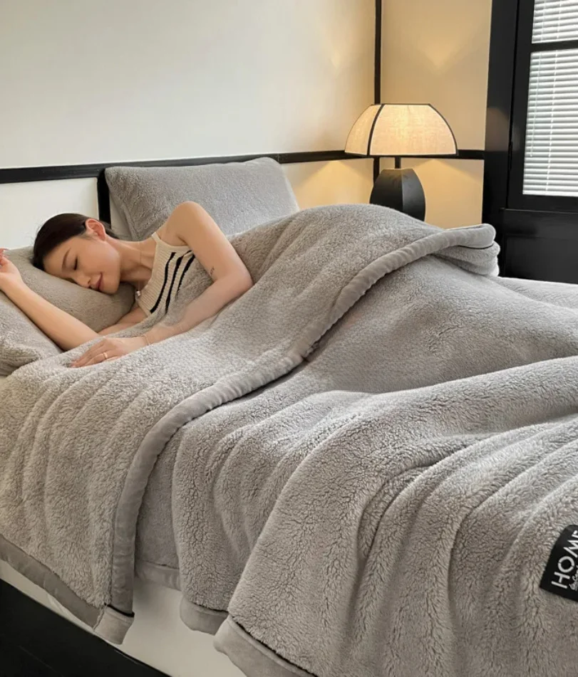 

New Grade A Half Sides Fleece Autumn Winter Warmth Blankets Soft Fluffy Keep Warm Sofa Blankets for Throw Napping Shawl Blanket