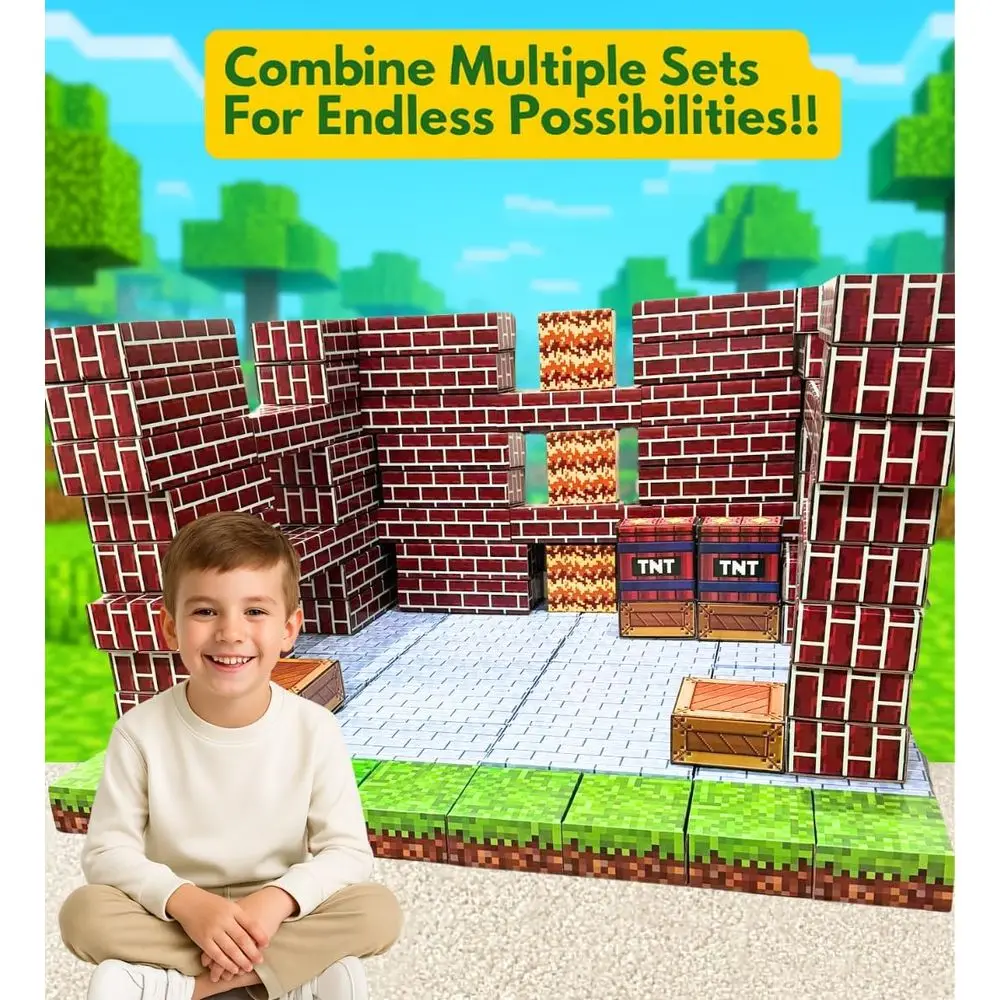 مجموعة مكعبات بناء من الورق المقوى المكونة من 100 قطعة للأطفال: كتل كبيرة للعب الإبداعي والتعلم المبكر