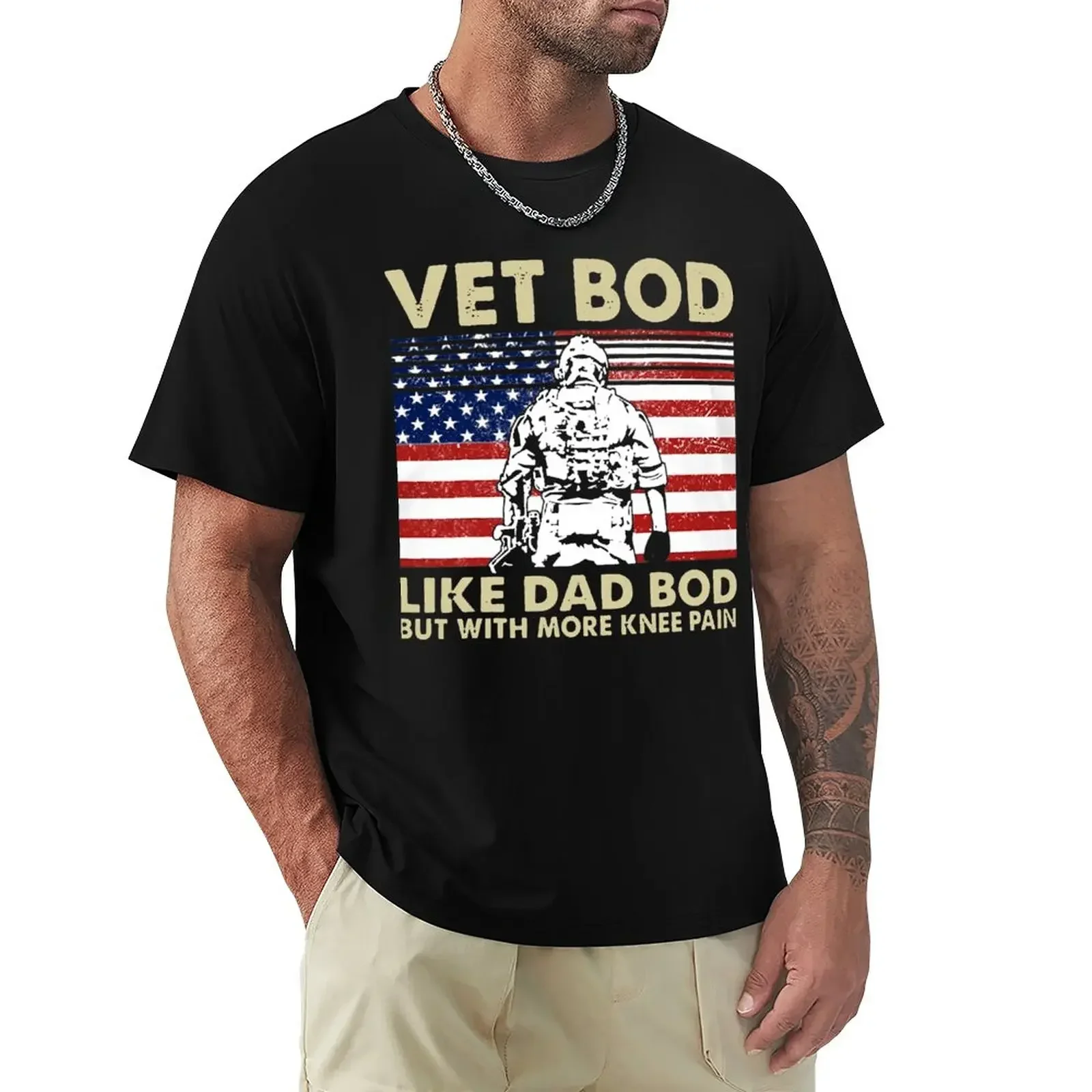 Vet Bod Like Dad Bod But With More Knee Pain T-Shirt Anime Graphic T-shirts for Men Clothing Women Tees