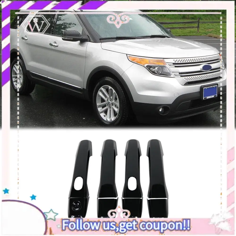 

Easy To Use 4PCS ABS Outer Side Door Handle Cover Trim With Smart Hole For Ford Explorer 2011-2018