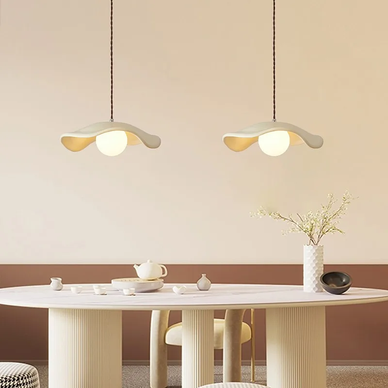 

Creative lotus leaf chandelier Nordic cream style simple modern bedroom bedside chandelier