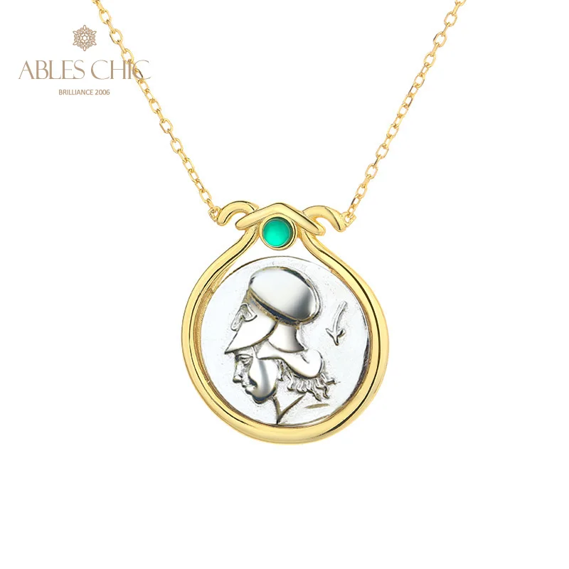 

Ables Chic Athena Greek Silver Coins Charm Solid 925 Silver Roman Coin Pendant Necklace N1033